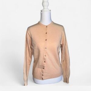 100% pure cashmere Pringle Peach Button-Up Crewneck Cardigan